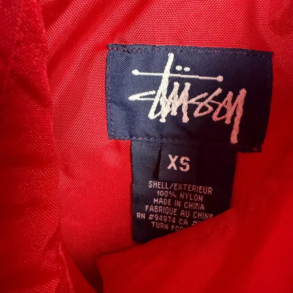 Stussy Red Nylon Button Up Coach Jacket Streetwear Mens XS RN94974